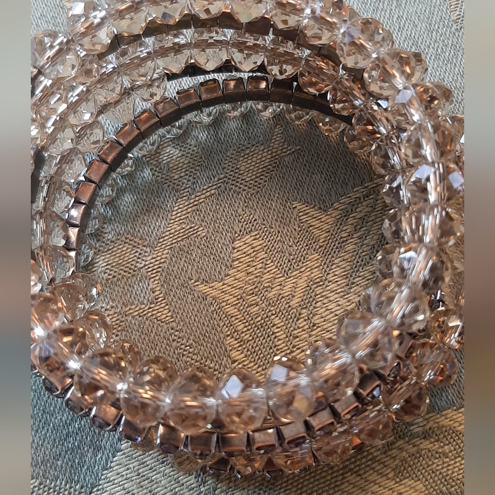Chico’s Slinky type coiled cuff bracelet honey colored crystal stones